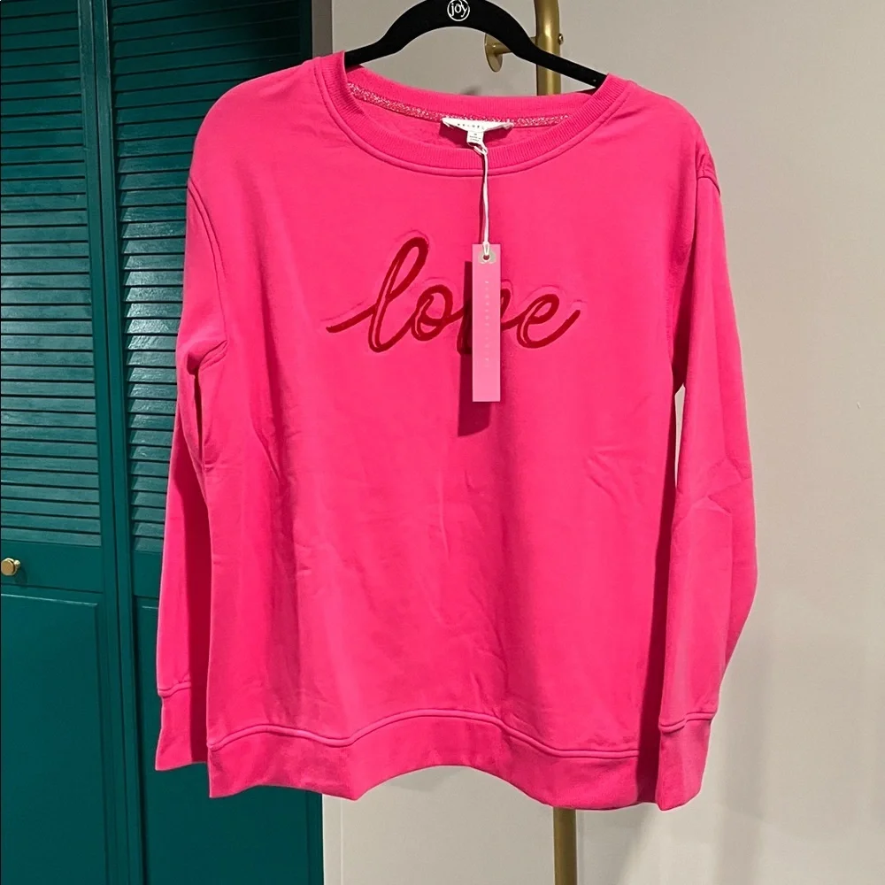 Pink 'Love' Embroider detail sweater NWT Jane + Delancey - Picture 2 of 6